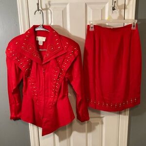 Elegant Red Pencil Skirt